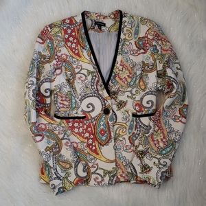 J Peterman Paisley Blazer Black & White , Sz 0